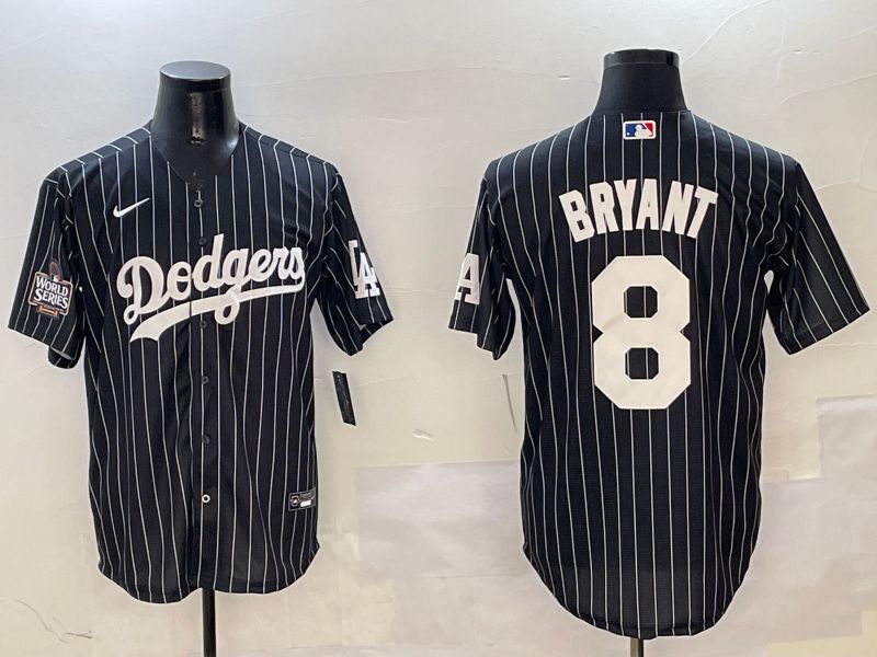 Men Los Angeles Dodgers #8 Bryant Black Stripe Jointly Name 2025 Nike MLB Jersey style 3